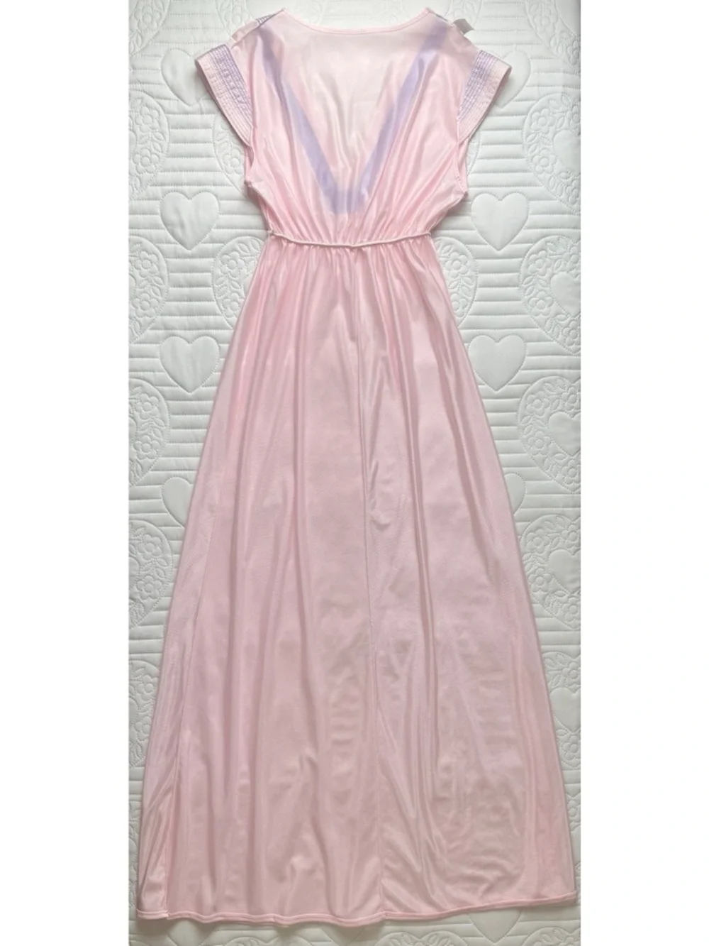 Vintage Pastel Pink Purple Maxi Nightgown Small Medium - Picture 9 of 16